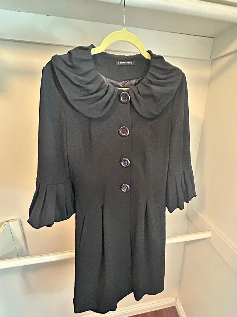 Vintage Tempo Paris Black Peacoat Size M/L